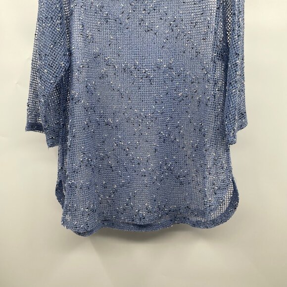 Lulu-B Womens Sheer Crochet Pullover Top 3/4 Sleeve Blue/Multi Size Large - Picture 3 of 9